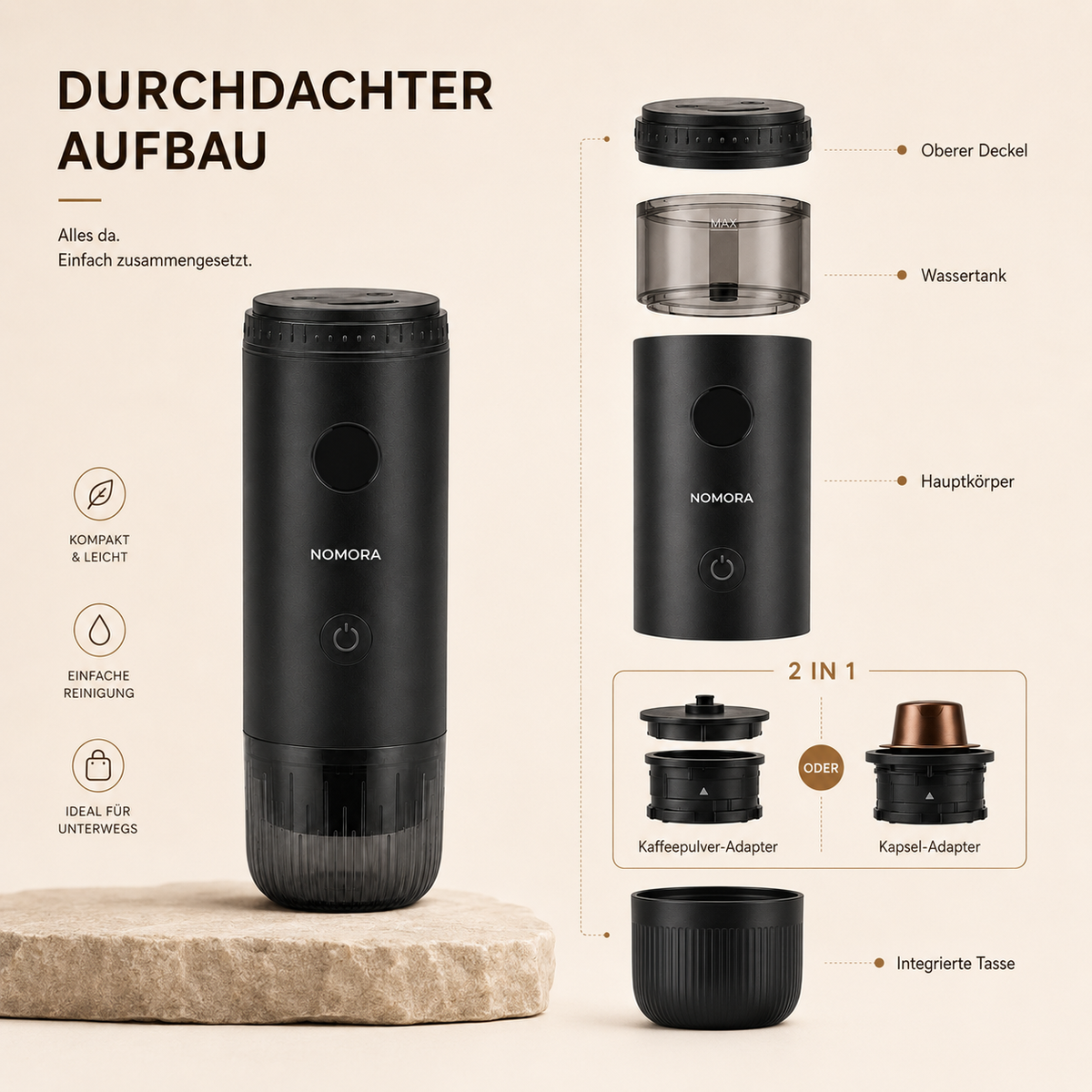 NOMORA™ Premium 2-in-1 Tragbare Espressomaschin