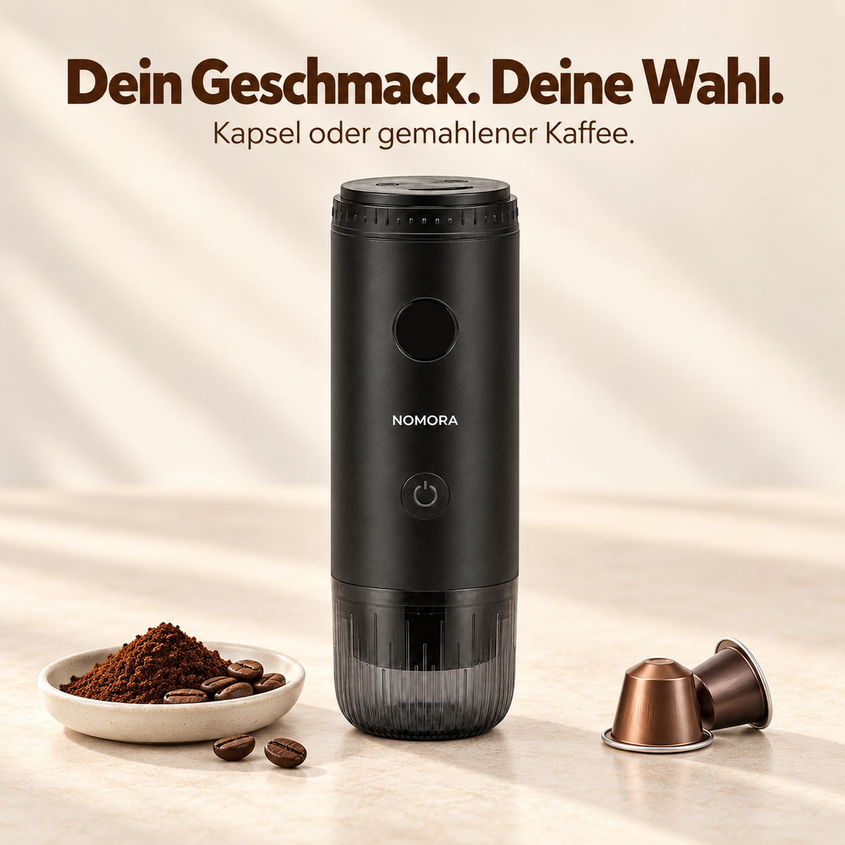 NOMORA™ – Tragbare 2-in-1-Espressomaschine für Abendteuer und Reise